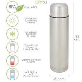 Termo Líquidos, Capacidad 1 Litro, Libre BPA, Acero Inoxidable, Antigoteo