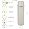 Termo Líquidos, Capacidad 1 Litro, Libre BPA, Acero Inoxidable, Antigoteo