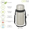 Termo Solidos y Líquidos, 1 Litro De Capacidad, Libre BPA, Acero Inoxidable, Antigoteo