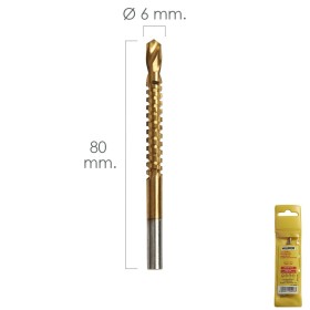 Fresa Rotativa Para Metales HSS Diámetro 6 x 80 mm. Para Taladro / Fresadora