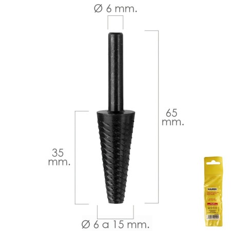Fresa Rotativa Para Metal Cónica Diámetro 6 a 15 mm. Para Taladro / Fresadora