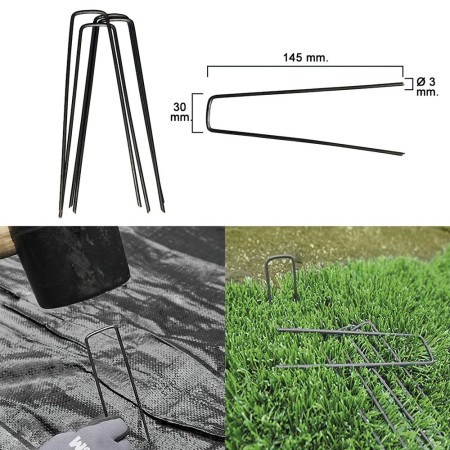 Grapa Metálica Para Fijación Mallas y Césped (20 Piezas)