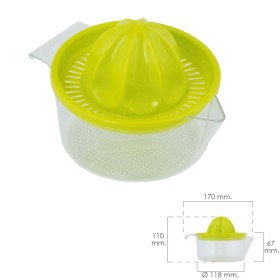Exprimidor Zumo Manual Frutas Con Jarra Plástico Diámetro 12 x 11 cm.