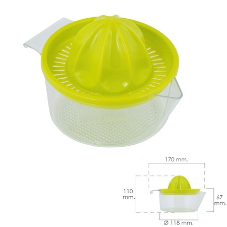 Exprimidor Zumo Manual Frutas Con Jarra Plástico Diámetro 12 x 11 cm.