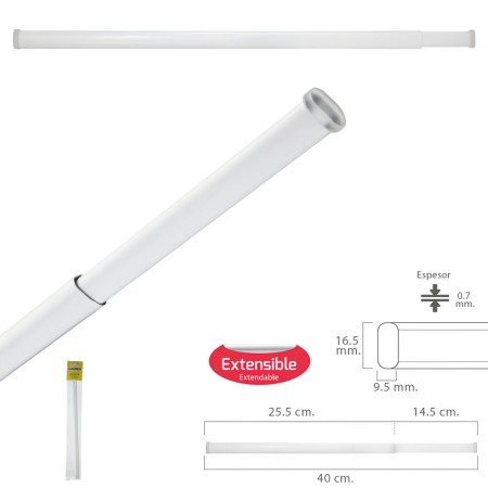 Barra Visillo Extensible 25.5/40 cm. Con Muelle Presión Ajustable (1 Pieza)