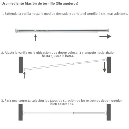 Barra Visillo Extensible 37.5/60 cm. Con Muelle Presión Ajustable (1 Pieza)