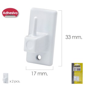Gancho Visillo / Cortina Adhesivo Blanco (Blíster 2 Piezas)