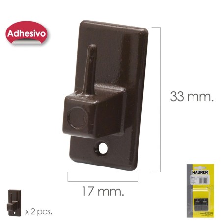 Gancho Visillo / Cortina Adhesivo Marrón (Blíster 2 Piezas)