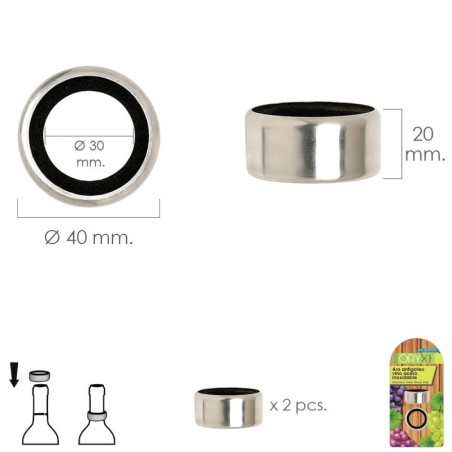 Aro Antigoteo Vino Acero Inoxidable (Blíster 2 unidades)