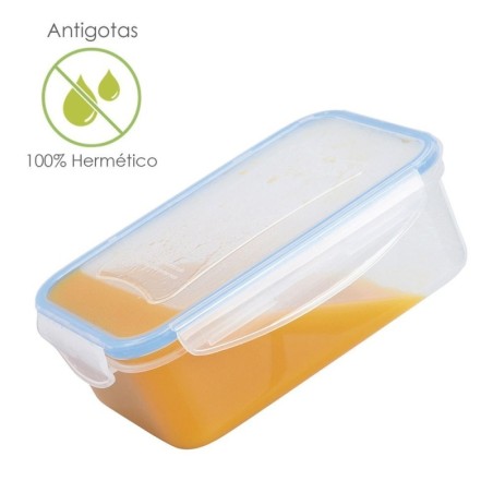Recipiente Hermético Plástico Rectangular 800 ml. 20.5x13x6 (Alt.) cm.