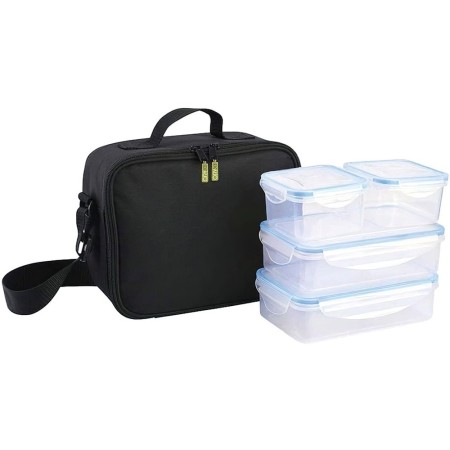 Bolsa Térmica Con 4 Recipientes Herméticos Plástico (2x800 ml + 2x400 ml.)