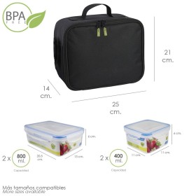 Bolsa Térmica Con 4 Recipientes Herméticos Plástico (2x800 ml + 2x400 ml.)
