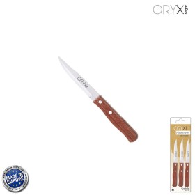 Cuchillo Montana Patatero Hoja Acero Inoxidable 9 cm. Mango madera (Blíster 3 piezas)
