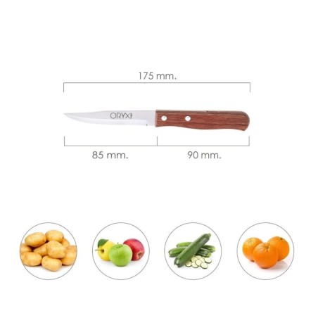 Cuchillo Montana Patatero Hoja Acero Inoxidable 9 cm. Mango madera (Blíster 3 piezas)