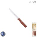 Cuchillo Montana Multiusos Hoja Lisa Acero Inoxidable 11 cm. Mango Madera (Blíster 3 piezas)