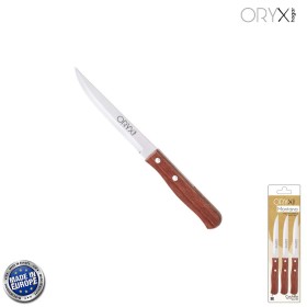Cuchillo Montana Multiusos Hoja Lisa Acero Inoxidable 11 cm. Mango Madera (Blíster 3 piezas)