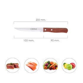 Cuchillo Montana Multiusos Hoja Lisa Acero Inoxidable 11 cm. Mango Madera (Blíster 3 piezas)