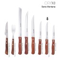 Cuchillo Montana Multiusos Hoja Lisa Acero Inoxidable 11 cm. Mango Madera (Blíster 3 piezas)