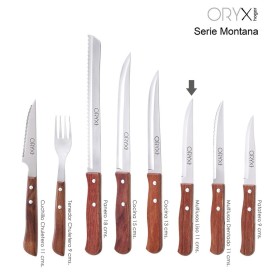 Cuchillo Montana Multiusos Hoja Sierra Acero Inoxidable 11 cm. Mango Madera (Blíster 3 piezas)