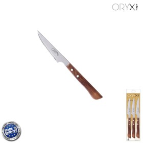 Cuchillo Montana Chuletero Hoja Acero Inoxidable 9 cm. Mango Madera (Blíster 3 Piezas)