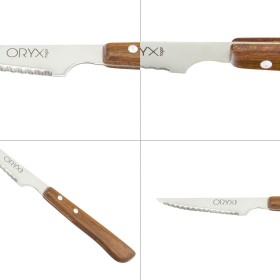 Cuchillo Montana Chuletero Hoja Acero Inoxidable 9 cm. Mango Madera (Blíster 3 Piezas)