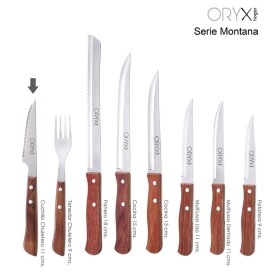 Cuchillo Montana Chuletero Hoja Acero Inoxidable 9 cm. Mango Madera (Blíster 3 Piezas)