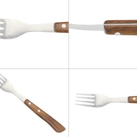 Tenedor Montana Chuletero Acero Inoxidable 9 cm. Mango Madera (Blíster 3 Piezas)