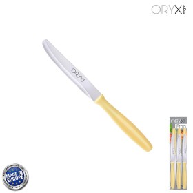 Cuchillo Mesa Etna Hoja Sierra Acero Inoxidable 10 cm. Amarillo (Blíster 6 piezas)