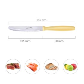 Cuchillo Mesa Etna Hoja Sierra Acero Inoxidable 10 cm. Amarillo (Blíster 6 piezas)