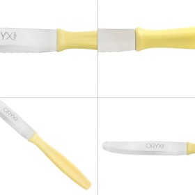 Cuchillo Mesa Etna Hoja Sierra Acero Inoxidable 10 cm. Amarillo (Blíster 6 piezas)