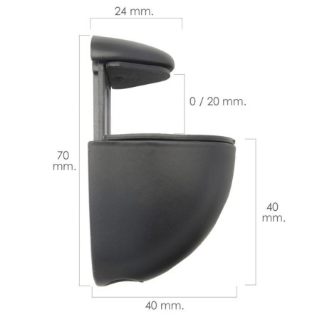 Soporte Pelicano Regulable Para estante 1 / 20 mm. Negro (1 Pieza)