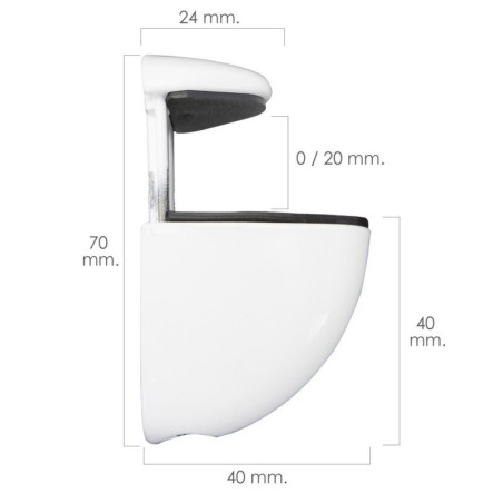 Soporte Pelicano Regulable Para estante 1 / 20 mm. Blanco (1 Pieza)