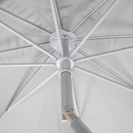 Sombrilla Playa Aluminio Extra Grande Ø 220 cm. Con Protección UV, Cuspide Anti Viento, Mastil Aluminio con Mango y Espiral