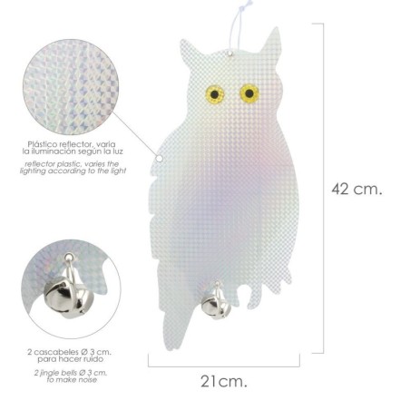 Búho Espantapájaros Reflectante Para Colgar Con 2 Cascabeles (2 Piezas)