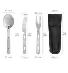 Cubiertos Camping Acero Inoxidable 3 Piezas Con Funda Nylon