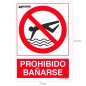 Cartel Prohibido Bañarse 30x21 cm. Cartel Prohibido Bañarse 30x21 cm.