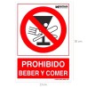 Cartel Prohibido Beber y Comer 30x21cm.