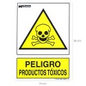 Cartel Peligro Productos Tóxicos 30x21cm.
