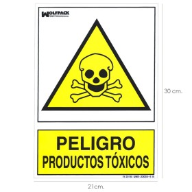 Cartel Peligro Productos Tóxicos 30x21cm.