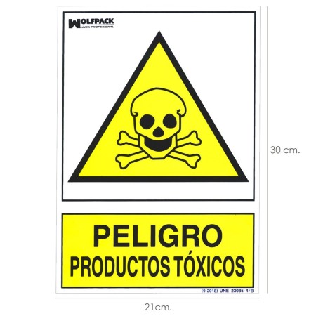 Cartel Peligro Productos Tóxicos 30x21cm.