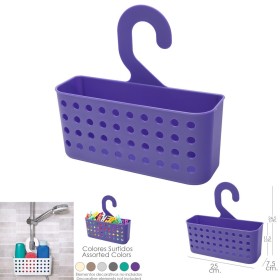 Cesta Plástico Multiusos (Pinzas / Duchas) Con Colgador Colores Surtidos