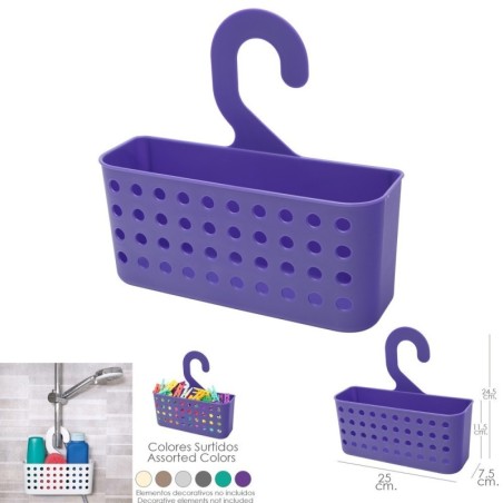 Cesta Plástico Multiusos (Pinzas / Duchas) Con Colgador Colores Surtidos