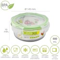 Recipiente Hermético Cristal Redondo 550 ml. Diámetro 145 x 7 (alt) cm.