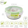 Recipiente Hermético Cristal Redondo 550 ml. Diámetro 145 x 7 (alt) cm.