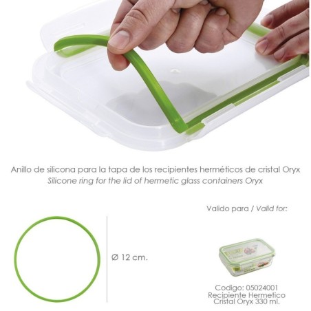 Anillo Silicona Para Recipiente Hermético Cristal Rectangular 330 ml.