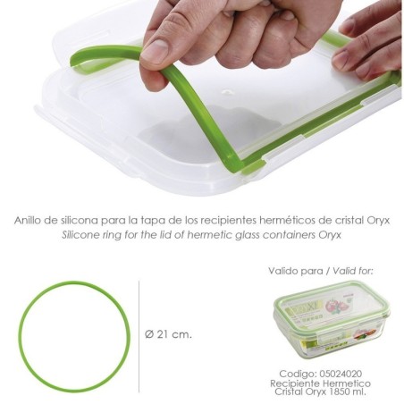 Anillo Silicona Para Recipiente Hermético Cristal Rectangular 1850 ml.