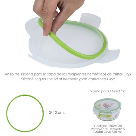 Anillo Silicona Para Recipiente Hermético Cristal Redondo 550 ml.