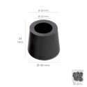 Taco Goma Andador Negro Diámetro 22mm Con Arandela Interior Bolsa 50 Unidades
