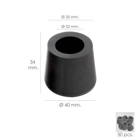 Taco Goma Andador Negro Diámetro 22mm Con Arandela Interior Bolsa 50 Unidades