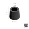 Taco Goma Andador Negro Diámetro 22mm Con Arandela Interior Bolsa 50 Unidades